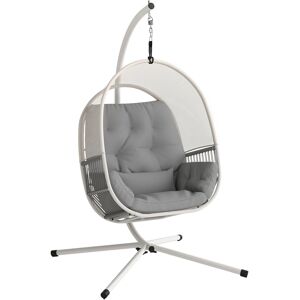 Outsunny Hanging Egg Chair Outdoor Indoor, Swing Hammock Chair with Stand, Cushions, Lumbar Pillow, Adjustable Height and Steel Frame for Garden Patio Lounge Porch, Light Grey Outsunny Hanging Egg Chair Outdoor Indoor, Swing Hammock Chair with Stand, Cushions, Lumbar Pillow, Adjustable Height and Steel Frame for Garden Patio Lounge Porch, Light Grey