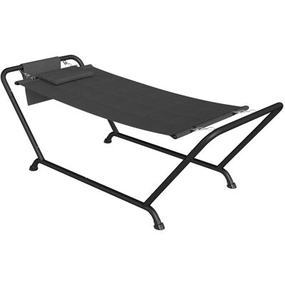 Outsunny Outdoor Hammock with Stand, Freestanding Hammock with Side Pocket, Headrest for Patio, Balcony, Porch, Dark Grey Outsunny Outdoor Hammock with Stand, Freestanding Hammock with Side Pocket, Headrest for Patio, Balcony, Porch, Dark Grey