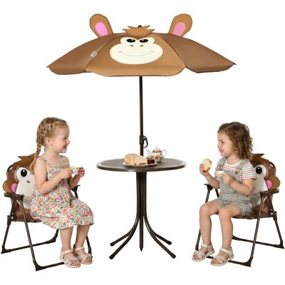 Outsunny Kids Picnic & Table Chair set, Outdoor Folding Garden Furniture w/ Removable, Adjustable Sun Umbrella, Ages 3-6 Years, Brown Aosom UK Outsunny Kids Picnic & Table Chair set, Outdoor Folding Garden Furniture w/ Removable, Adjustable Sun Umbrella, Ages 3-6 Years, Brown Aosom UK