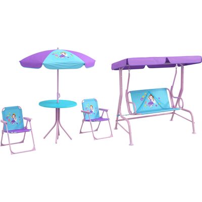 Outsunny - 4Pcs Kids Garden Set - 2-Seater Swing - Garden Set Outsunny - 4Pcs Kids Garden Set - 2-Seater Swing - Garden Set