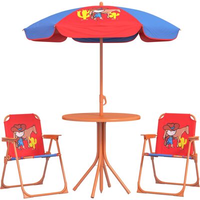 Outsunny Cowboy Campout: Children's Picnic Set with Foldable Seats, Adjustable Parasol, Durable Outdoor Delight Aosom UK Outsunny Cowboy Campout: Children's Picnic Set with Foldable Seats, Adjustable Parasol, Durable Outdoor Delight Aosom UK