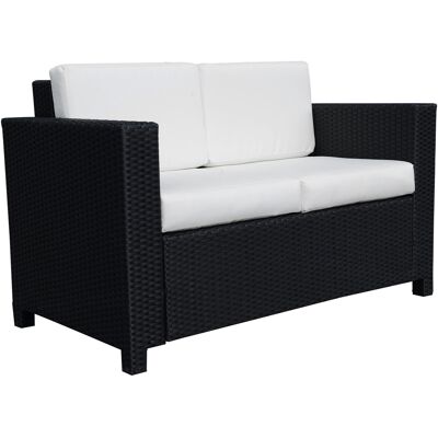 Outsunny 2 Seater Garden Furniture, Rattan Sofa with Soft Padded Cushion and Armrests, Wicker Garden Loveseat for Patio, Black Outsunny 2 Seater Garden Furniture, Rattan Sofa with Soft Padded Cushion and Armrests, Wicker Garden Loveseat for Patio, Black