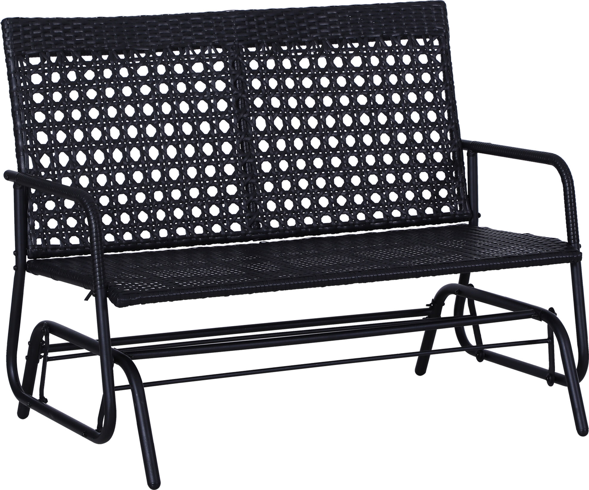 Outsunny 2 Seater Wicker Glider Bench Chair Rocking Chair Outdoor Patio Garden Armchair High Back Aosom UK