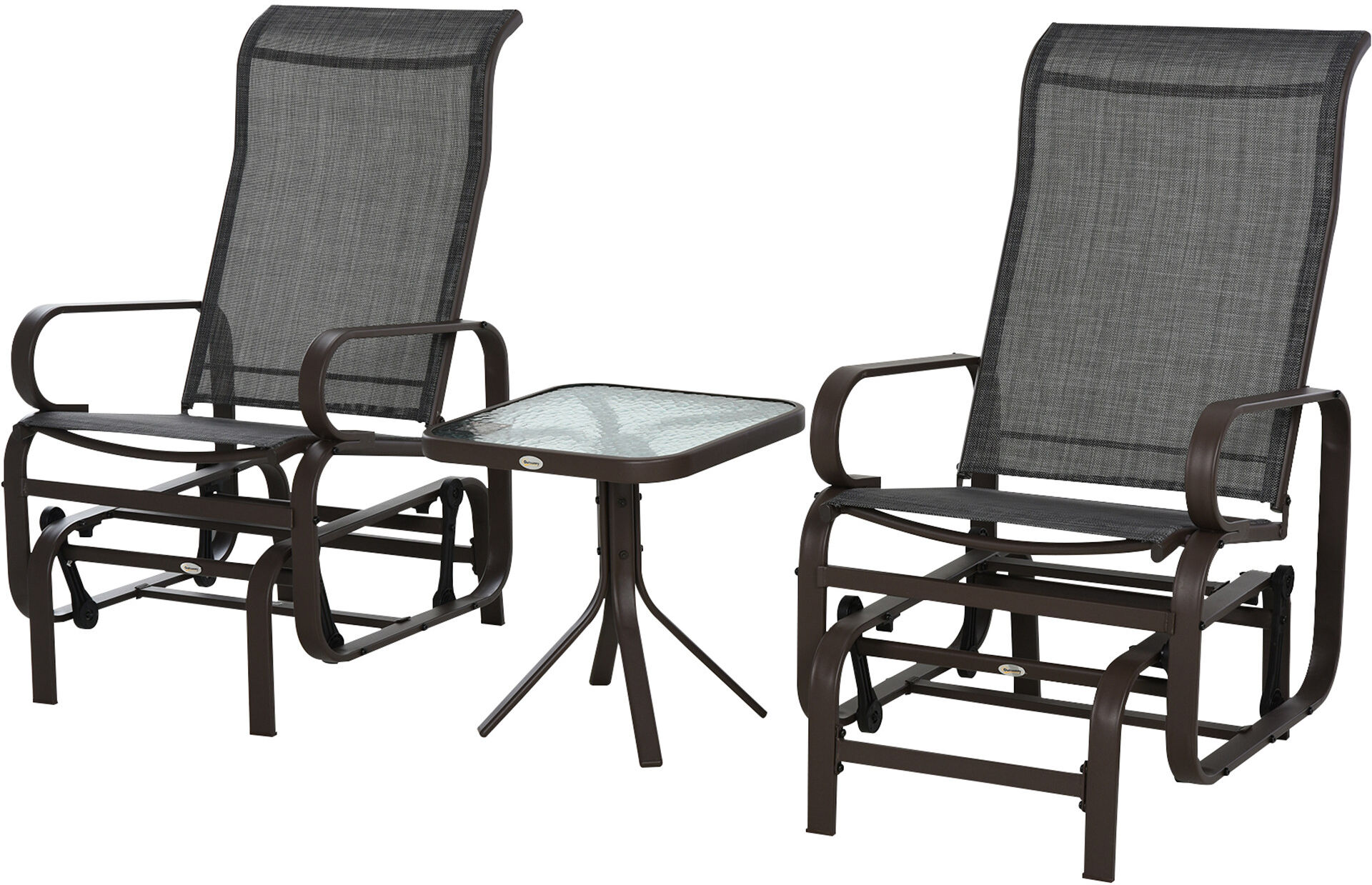 Outsunny 3 piece Outdoor Swing Chair with Tea Table Set, Patio Garden Rocking Furniture