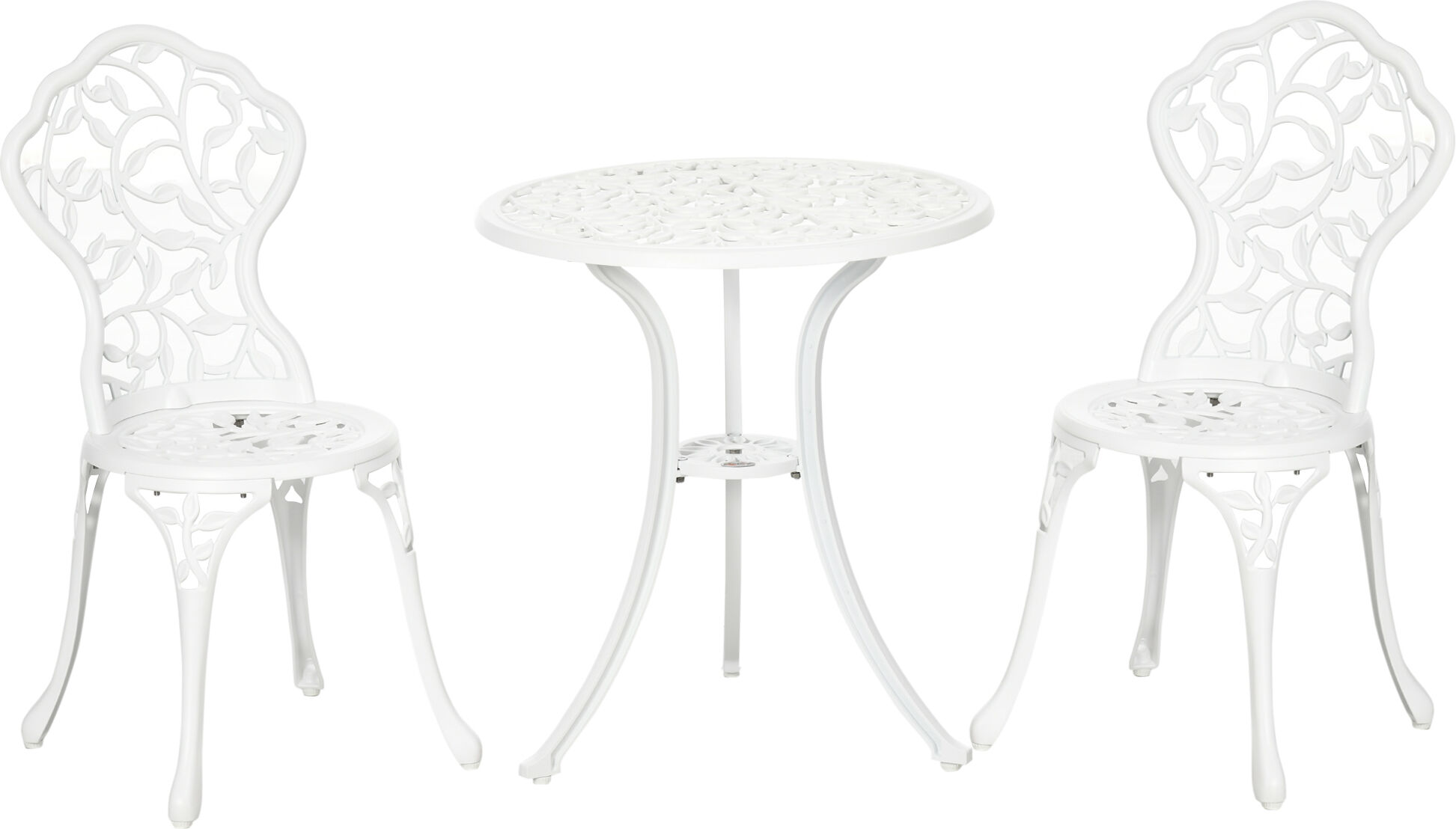 Outsunny 3 Pcs Aluminium Bistro Set Garden Furniture Dining Table Chairs Antique Outdoor Seat Patio Seater White Aosom UK