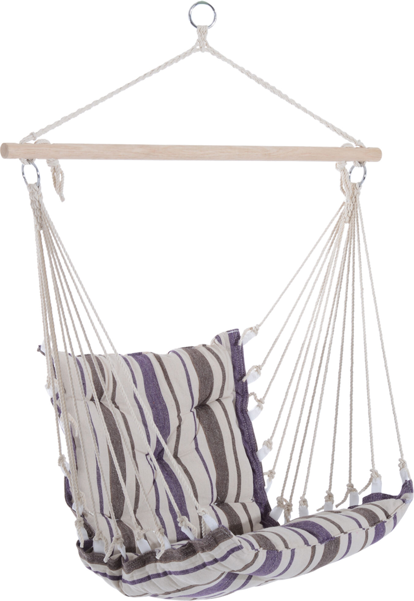 Outsunny Outdoor Hammock Hanging Rope Cushioned Chair Garden Yard Patio Swing Seat Wooden Cotton Cloth (Brown)