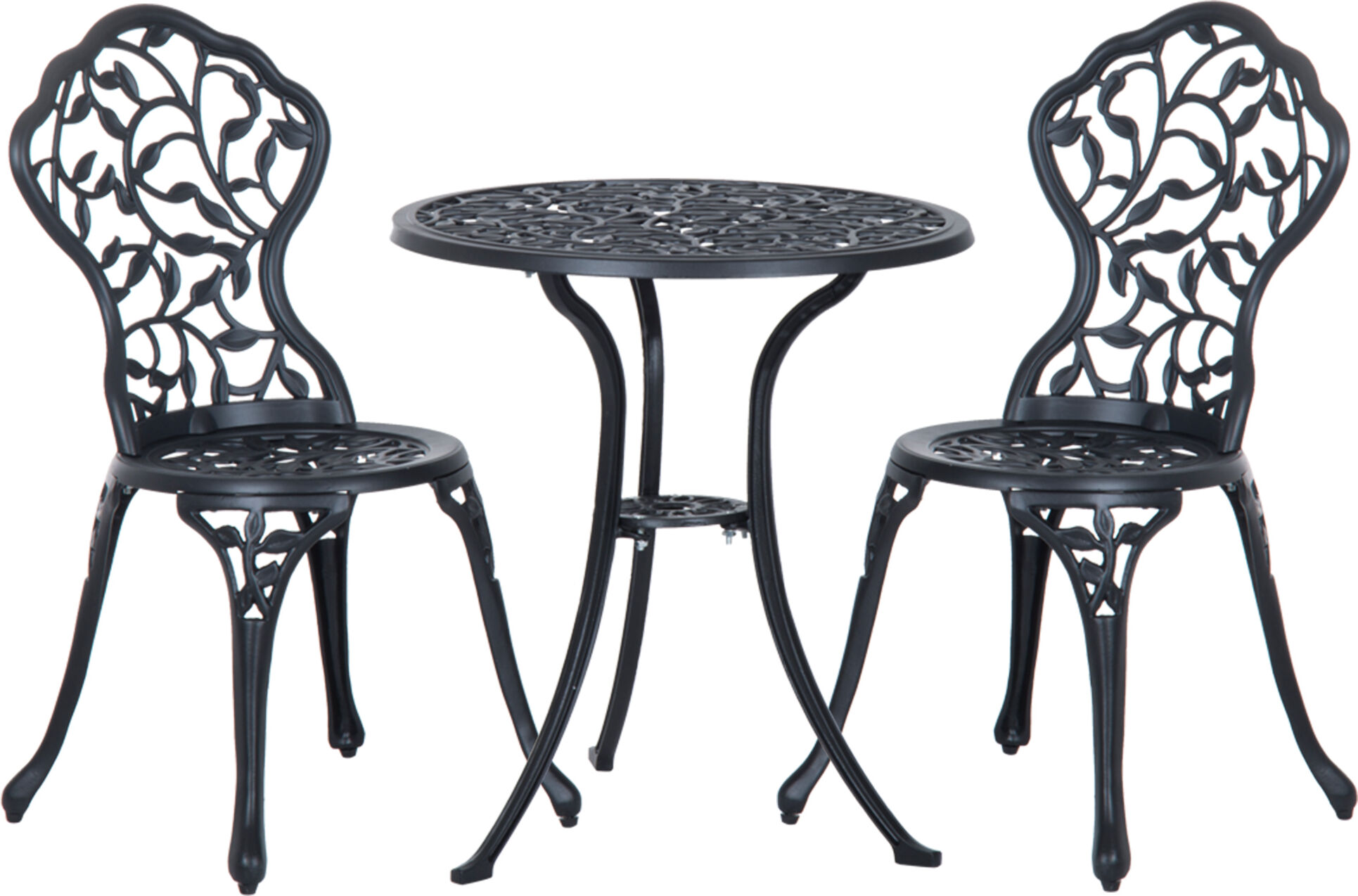 Outsunny Cast Aluminium Bistro Set: Antique Style 3-Piece Garden Furniture with Table & Chairs, Outdoor Seating Aosom UK