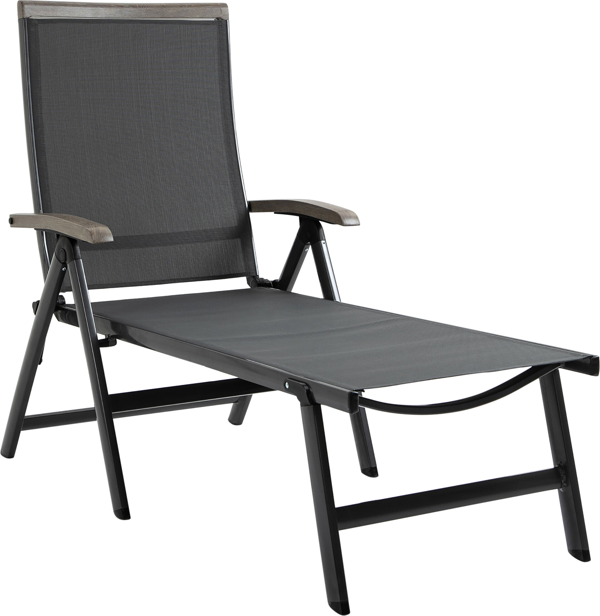 Outsunny Outdoor Folding Sun Lounger, 5-Position Adjustable Chaise Lounge Chair with Aluminium Frame for Patio, Pool and Garden, Grey