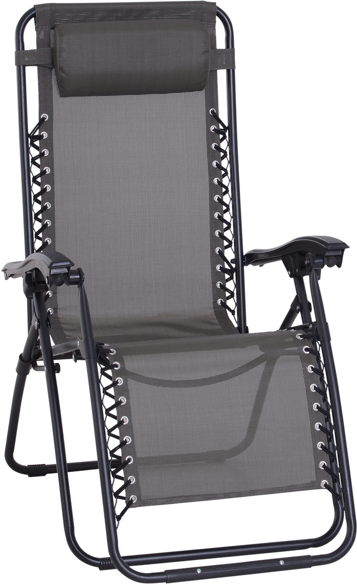 Outsunny Zero Gravity Reclining Chair, Outdoor Folding Sun Lounger with Head Pillow for Patio, Grey Aosom UK