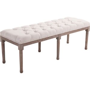 HOMCOM Chaise Lounge Sofa Bench, Chic Button Tufted, Fabric Cover, Wooden Legs, Padded Seat for Hallway, Bedroom, Beige