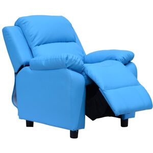 HOMCOM Children's Recliner Armchair, Kids Lounger Sofa Chair with Storage Arms, PU Leather Look, Games Seat, Blue