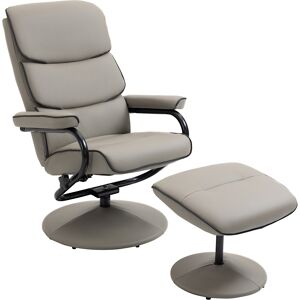 HOMCOM Recliner Chair with Ottoman 360° Swivel Faux Leather High Back Armchair w/ Footrest Stool for Home Office