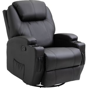 HOMCOM Recliner Sofa Chair PU Leather Armchair Cinema Massage Chair Swivel Nursing Gaming Chair Black