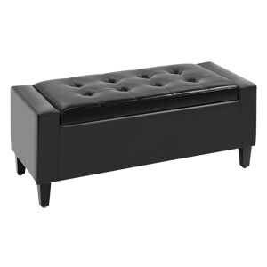 HOMCOM Ottoman Storage Bench, PU Leather Chest with Tufted Lid, Versatile Flip Top, 92L x 40W x 40H cm, Black