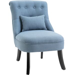 HOMCOM Fabric Single Sofa Dining Chair Tub Chair Upholstered W/ Pillow Solid Wood Leg Home Living Room Furniture Blue