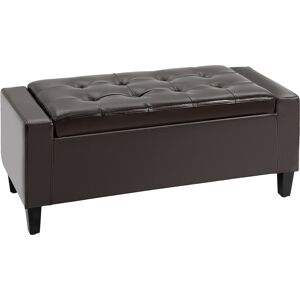 HOMCOM Storage Ottoman Bench, PU Leather, Tufted Design, Flip Top, 92x40cm, Versatile Use, Brown