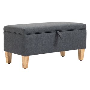 HOMCOM Linen Storage Ottoman, Padded Footstool, Rubberwood Legs, Ideal for Bed End, Shoe Bench, Seating, Dark Grey
