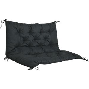 Outsunny 2 Seater Bench Cushion, Garden Chair Cushion with Back and Ties for Indoor and Outdoor Use, 98 x 100 cm, Black