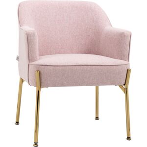 HOMCOM Fabric Accent Chair, Modern Armchair with Metal Legs for Living Room, Bedroom, Home Office, Pink