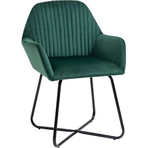 HOMCOM Modern Arm Chair Upholstered Accent Chair with Metal Base for Living Room Green