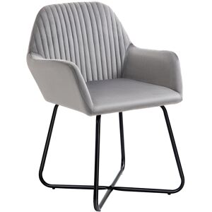 HOMCOM Modern Arm Chair Upholstered Accent Chair with Metal Base for Living Room Grey