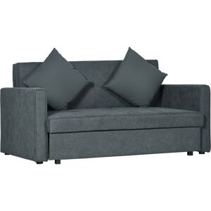 HOMCOM 2 Seater Sofa Bed, Convertible Bed Settee, Modern Fabric Loveseat Sofa Couch w/ 2 Cushions, Hidden Storage for Guest Room, Dark Grey