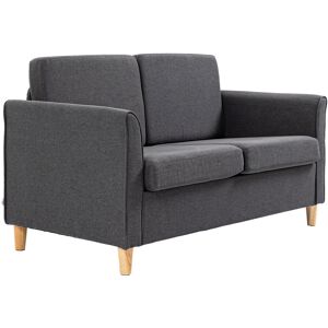 HOMCOM Compact Loveseat Sofa, Modern 2 Seater Sofa for Living Room with Wood Legs and Armrests, Dark Grey