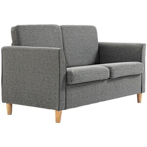 HOMCOM Compact Loveseat Sofa, Modern 2 Seater Sofa for Living Room with Wood Legs and Armrests, Grey