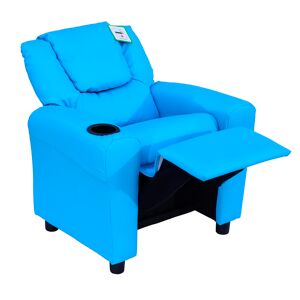 HOMCOM Childrens Recliner Armchair W/ Cup Holder-Blue