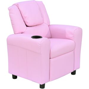 HOMCOM Children Recliner Armchair W/ Cup Holder-Pink