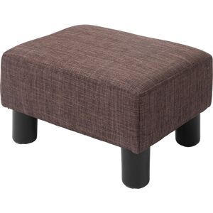 HOMCOM Compact Linen Fabric Ottoman, Modern Footstool Cube with Durable Plastic Legs, Living Room, Brown