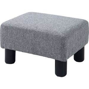 HOMCOM Linen Fabric Footstool Ottoman, Cube Design, with 4 Plastic Legs, Compact and Versatile, Grey