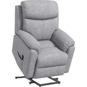 HOMCOM Power Lift Chair Electric Riser Recliner for Elderly, Linen Fabric Sofa Lounge Armchair with Remote Control and Side Pocket, Grey