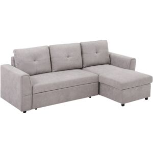 HOMCOM 3 Seater Sofa Bed, Pull Out Sofa Bed with Larger Bed Size & Thicker Cushion Padding, Corner Sofa Bed with Storage, Light Grey