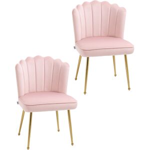 HOMCOM Shell Luxe Velvet Accent Chair, Modern Living Room Chair with Gold Metal Legs for Living Room, Bedroom, Home Office, Set of 2, Pink Aosom UK