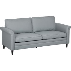 HOMCOM 3 Seater Sofa, Modern Fabric Sofa Couch with Spring Cushion, Rubber Wood Legs, 191cm Upholstered Settee for Living Room, Bedroom, Home Office, Guest Room, Grey