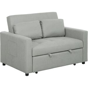 HOMCOM Velvet-Feel Two-Seater Sofa Bed - Light Grey
