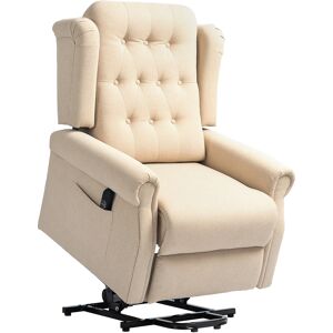 HOMCOM Power Lift Recliner Chair, Wingback Button Tufted Electric Lift Chair for Elderly, Fabric Riser and Reclining Armchair, Beige