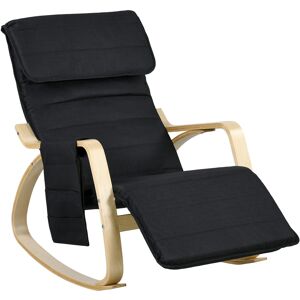 HOMCOM Rocking Lounge Chair Recliner Relaxation Lounging Relaxing Seat with Adjustable Footrest, Side Pocket and Pillow, Black Aosom UK