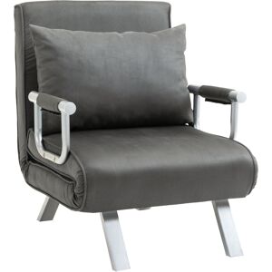 HOMCOM 2-In-1 Design Single Sofa Bed Sleeper, Foldable Armchair Bed Lounge Couch w/ Pillow, Dark Grey Aosom UK