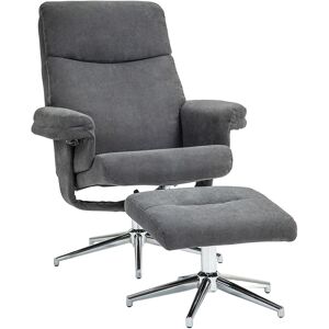 HOMCOM Recliner Chair with Footstool, Upholstered Velvet Fabric Armchair with Adjustable Back, Solid Wood Frame, Charcoal Grey Aosom UK