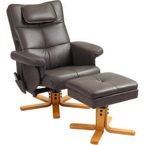 HOMCOM Faux Leather Massage Recliner Chair, with Storage Ottoman - Brown Aosom UK