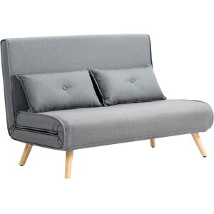 HOMCOM Two-Seater Linen-Look Sofa Bed - Grey