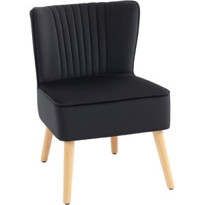 HOMCOM Modern Accent Chair, Fabric Living Room Chair with Rubber Wood Legs and Thick Padding, Black