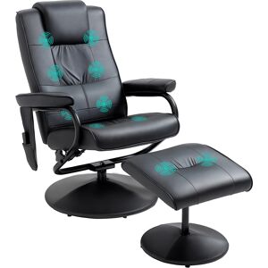 HOMCOM Manual Sofa Reclining Armchair PU Leather Massage Recliner Chair and Ottoman, Black
