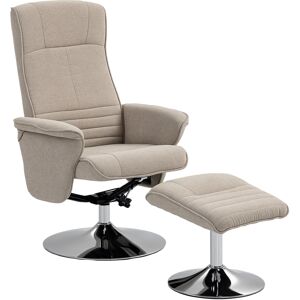 HOMCOM Swivel Recliner Chair with Footstool, Velvet Recliner Armchair with Ottoman, Steel Base, Upholstered Reclining Chair for Living Room, Bedroom, Office, Beige