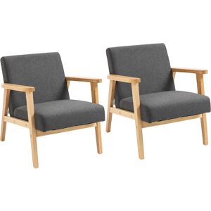 HOMCOM Set of 2 Accent Armchair, Living Room Chair, Wooden Upholstered Single Lounge Chair with Rubber Wood Legs and Padded Seat , Leisure Sofa Chair for Bedroom Office, Dark Grey HOMCOM Set of 2 Accent Armchair, Living Room Chair, Wooden Upholstered Single Lounge Chair with Rubber Wood Legs and Padded Seat , Leisure Sofa Chair for Bedroom Office, Dark Grey