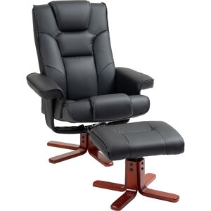 HOMCOM Leather Recliner Chair wirh Footstool, High Back, Armrests, Bent Wood Base, Rocking Function, Black Aosom UK HOMCOM Leather Recliner Chair wirh Footstool, High Back, Armrests, Bent Wood Base, Rocking Function, Black Aosom UK