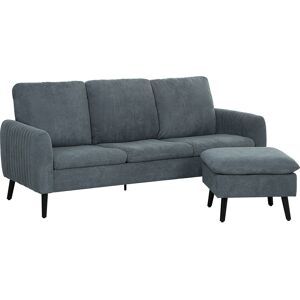HOMCOM Corner Sofa with Reversible Chaise Lounge, Corduroy Fabric 3 Seater Sofa Settee with Scatter Back for Living Room, Charcoal Grey HOMCOM Corner Sofa with Reversible Chaise Lounge, Corduroy Fabric 3 Seater Sofa Settee with Scatter Back for Living Room, Charcoal Grey