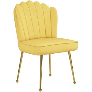 HOMCOM Velvet-Feel Shell Accent Chair - Yellow Aosom UK HOMCOM Velvet-Feel Shell Accent Chair - Yellow Aosom UK